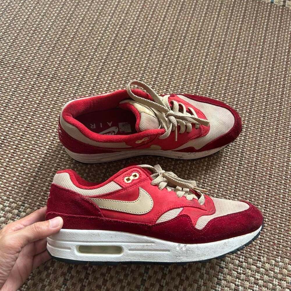 Nike Air Max 1 Premium Retro Red Curry Sneakers - Men's 8